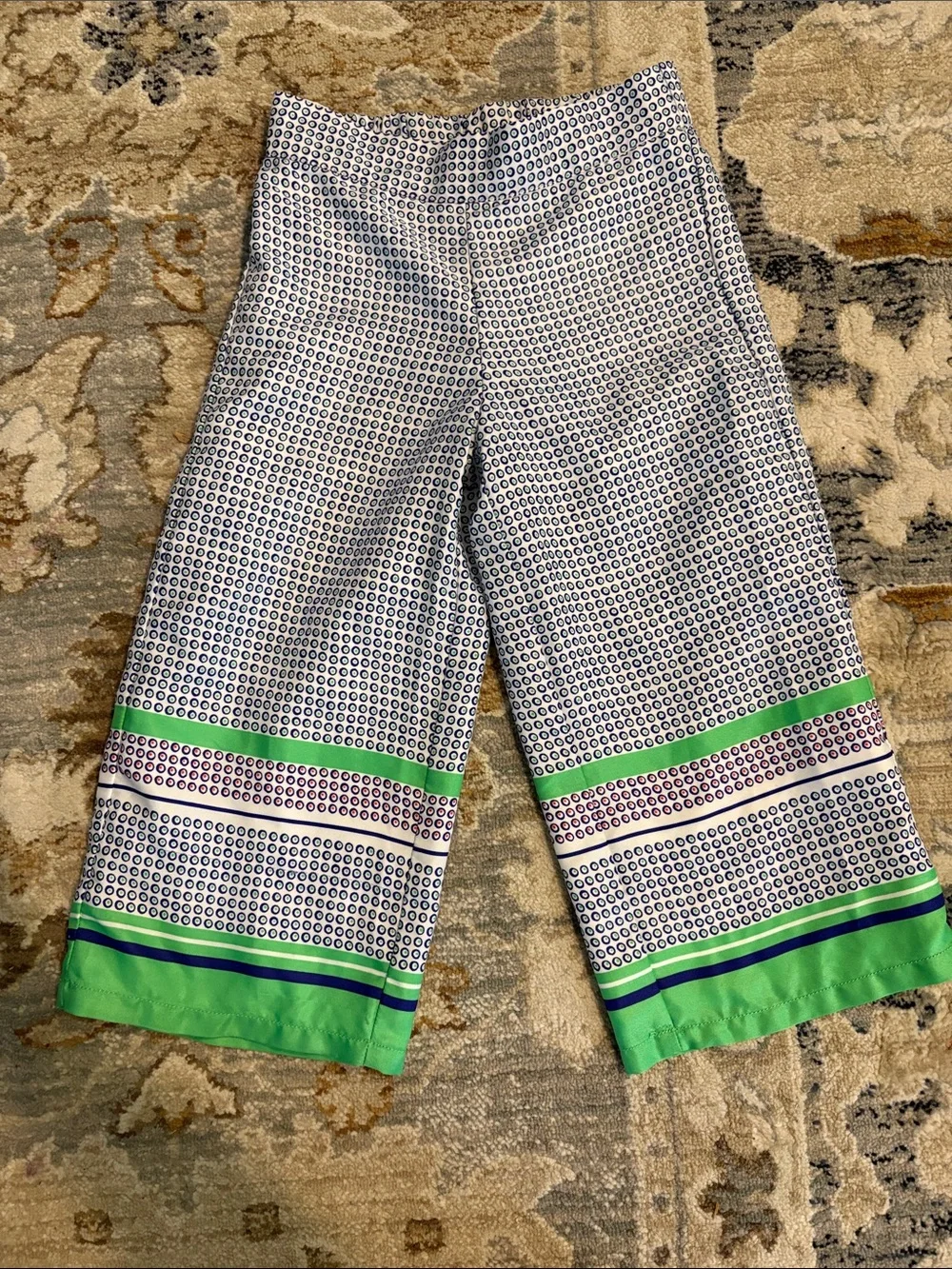 Janie and Jack Green and Navy Geometric Stripe Pajama Pants size 4